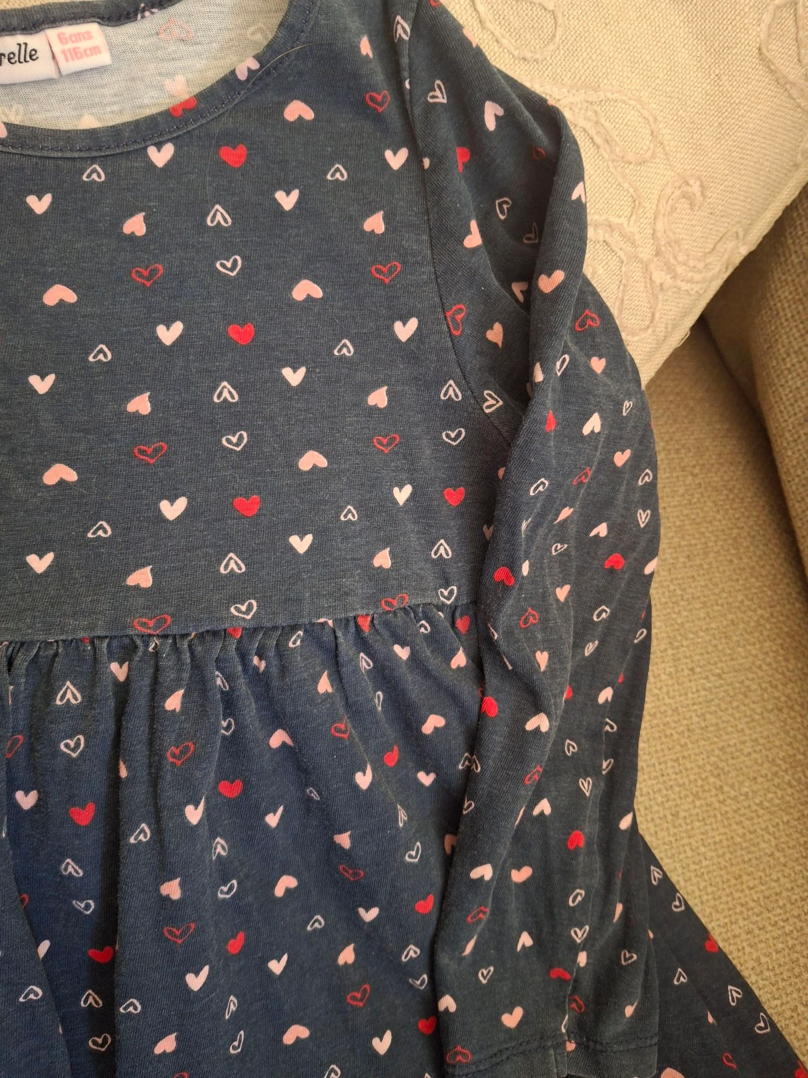 Lili Marelle navy blue long-sleeved dress with heart print size 6 years – photo 3